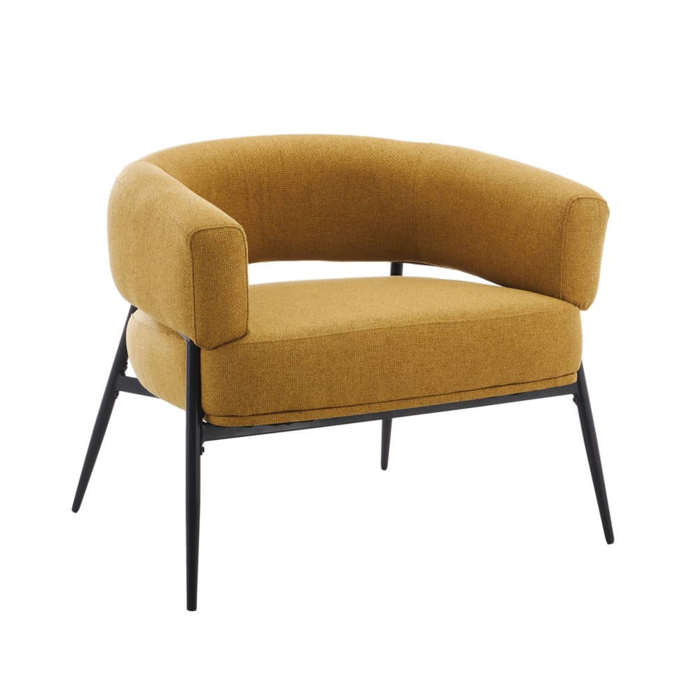 fauteuil tissu moutarde
