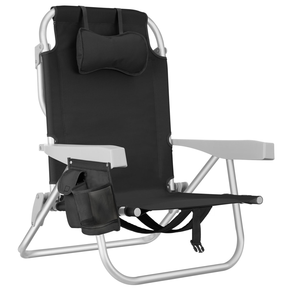 Chaise de plage pliable avec fonction sac à dos noir