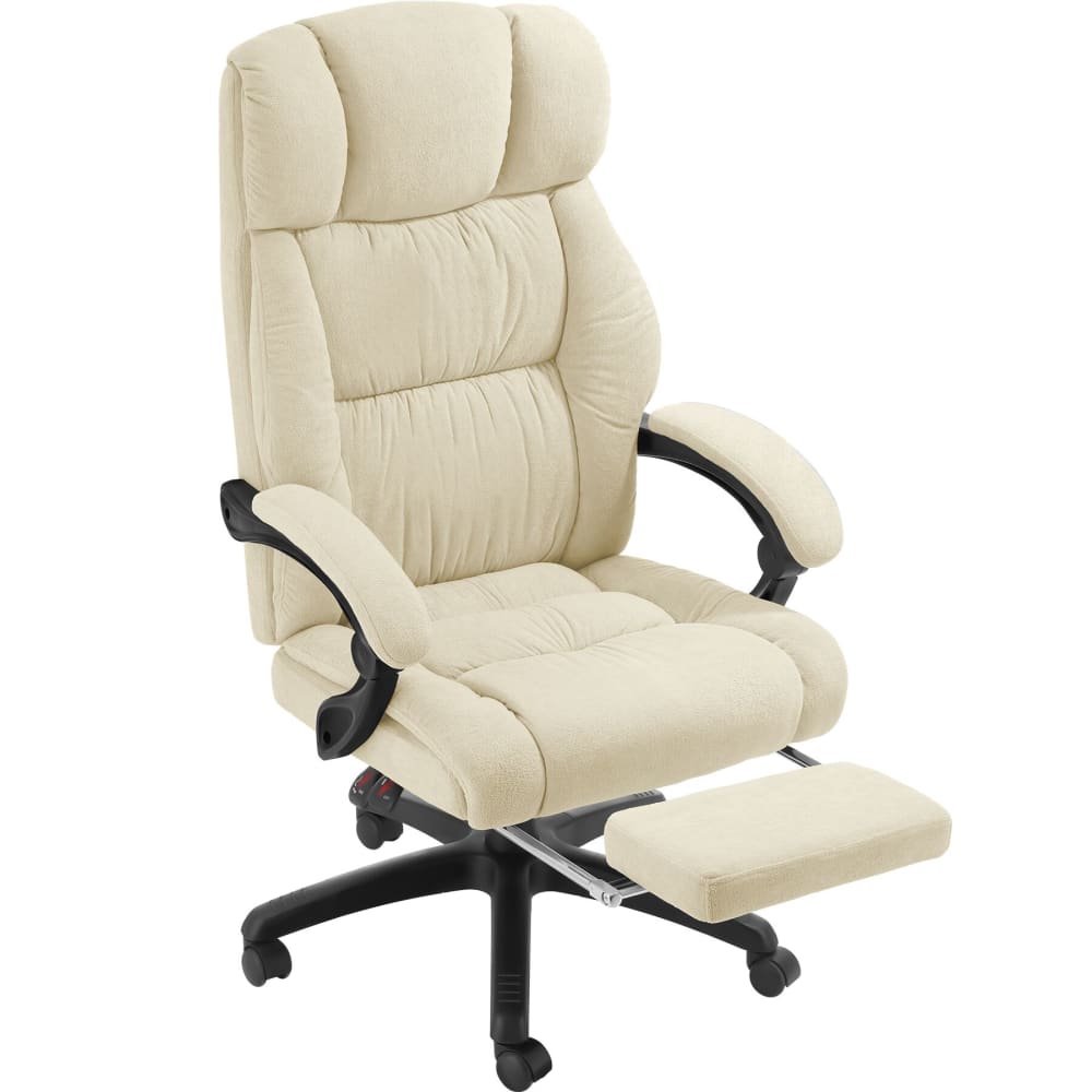 Chaise de bureau avec repose-pieds et revêtement en velours beige Chaise de bureau avec repose-pieds et revêtement en velours beige