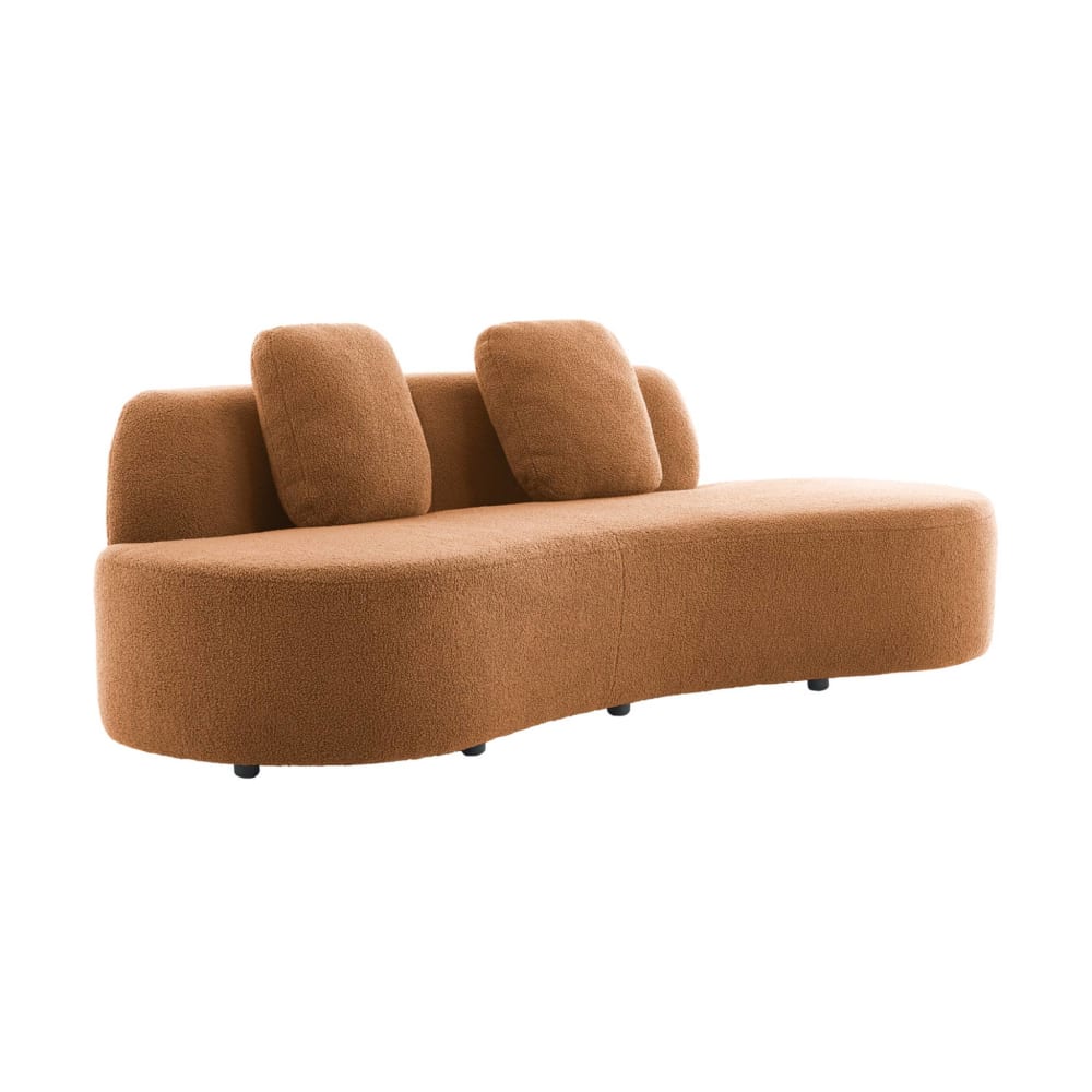 Canapé virgule organique 3 places tissu bouclette camel