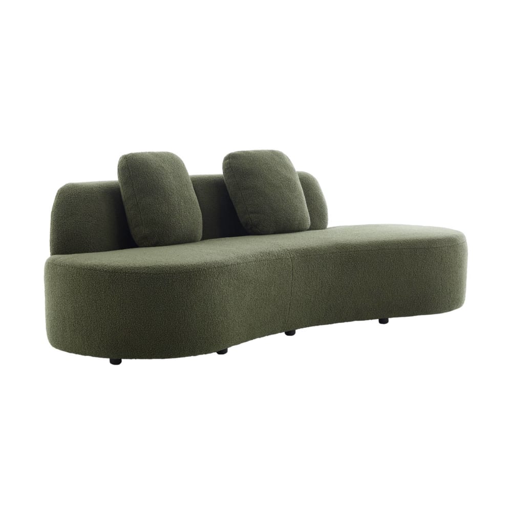 Canapé virgule organique 3 places tissu bouclette kaki