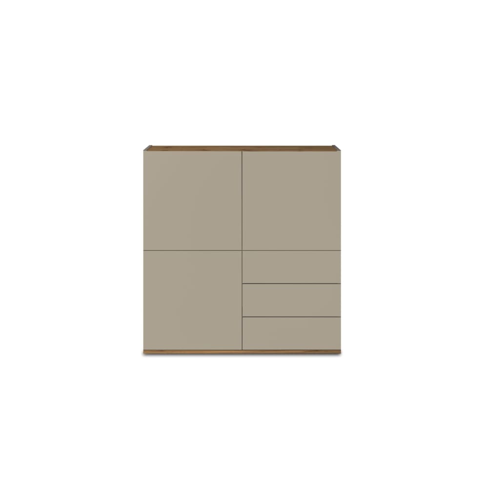 Buffet 3 portes 3 tiroirs 102 cm effet bois taupe mat et chêne