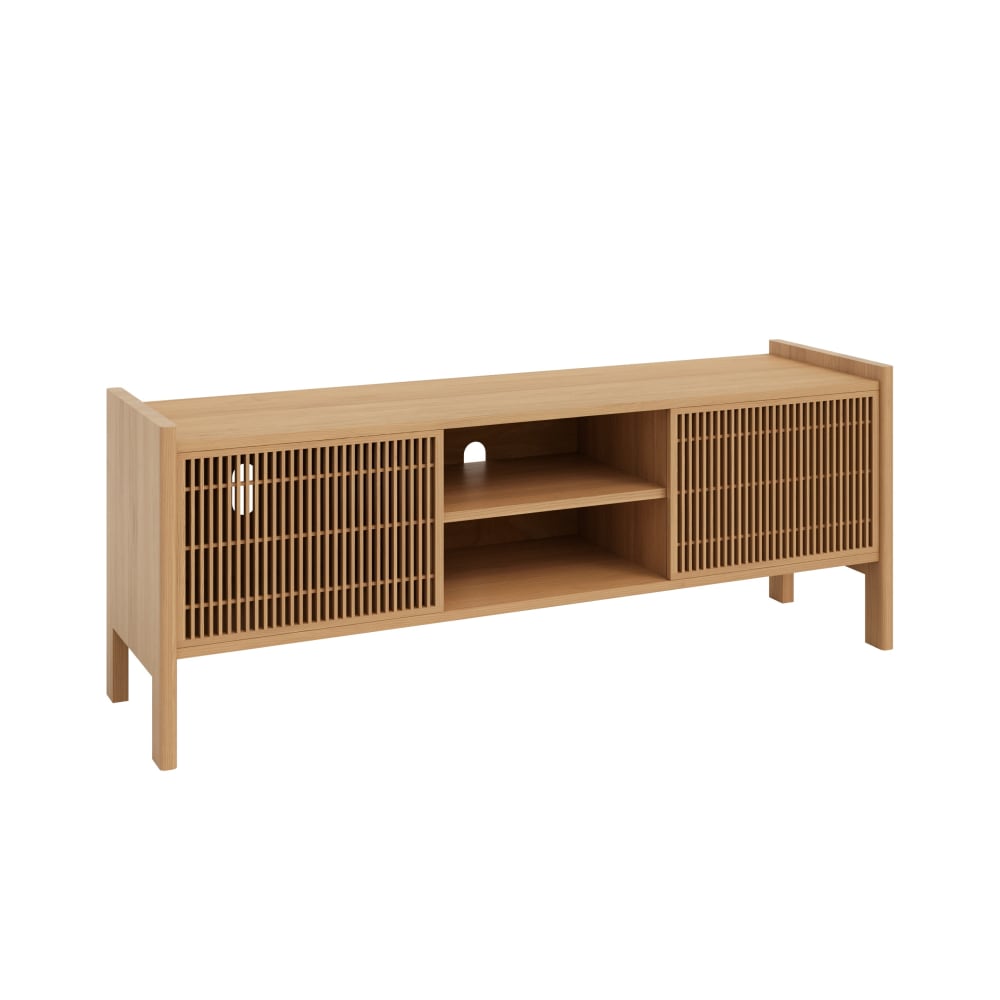 Meuble TV en pin massif verni couleur chêne 151,2 cm