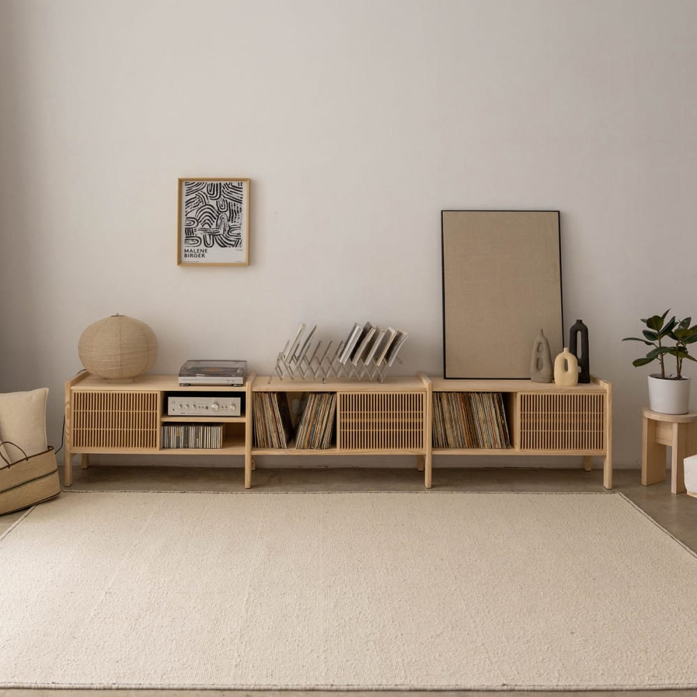 Meuble TV grand en pin massif 300,6 cm Verni