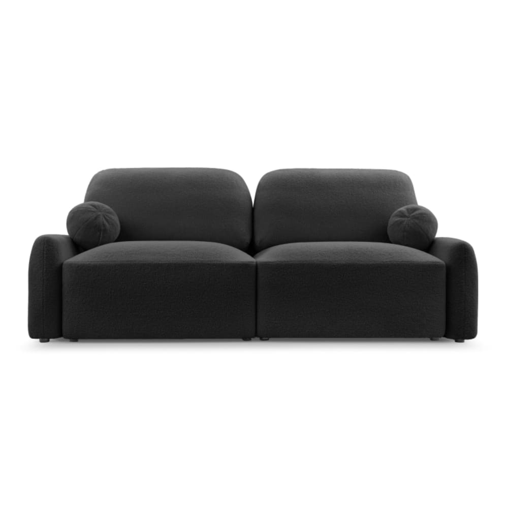 Canapé droit tissu chiné noir 2 places