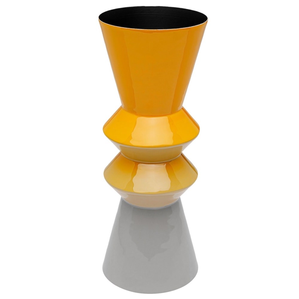 Vase en acier jaune et gris