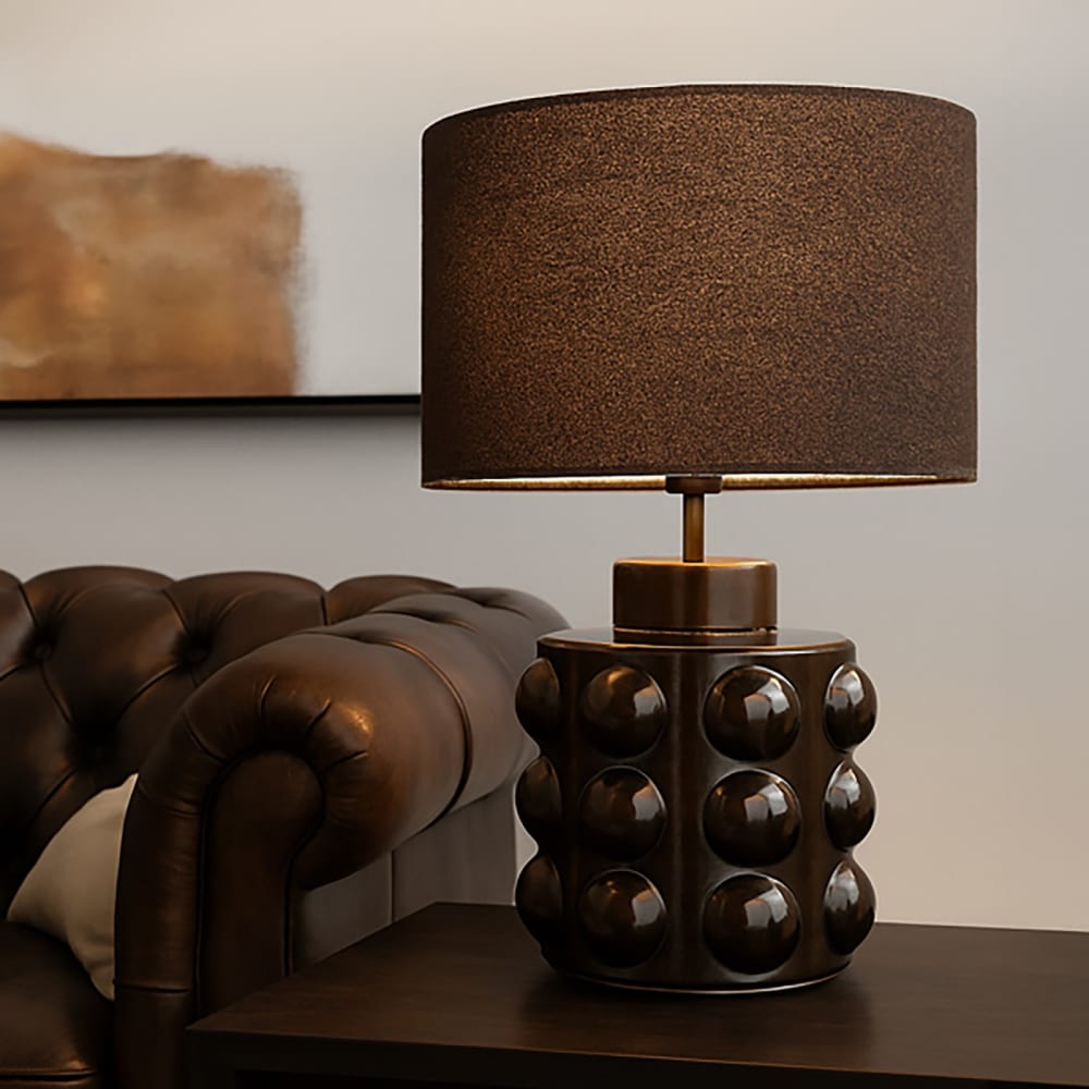 Lampe en porcelaine et polyamide-nylon marron — vue 3