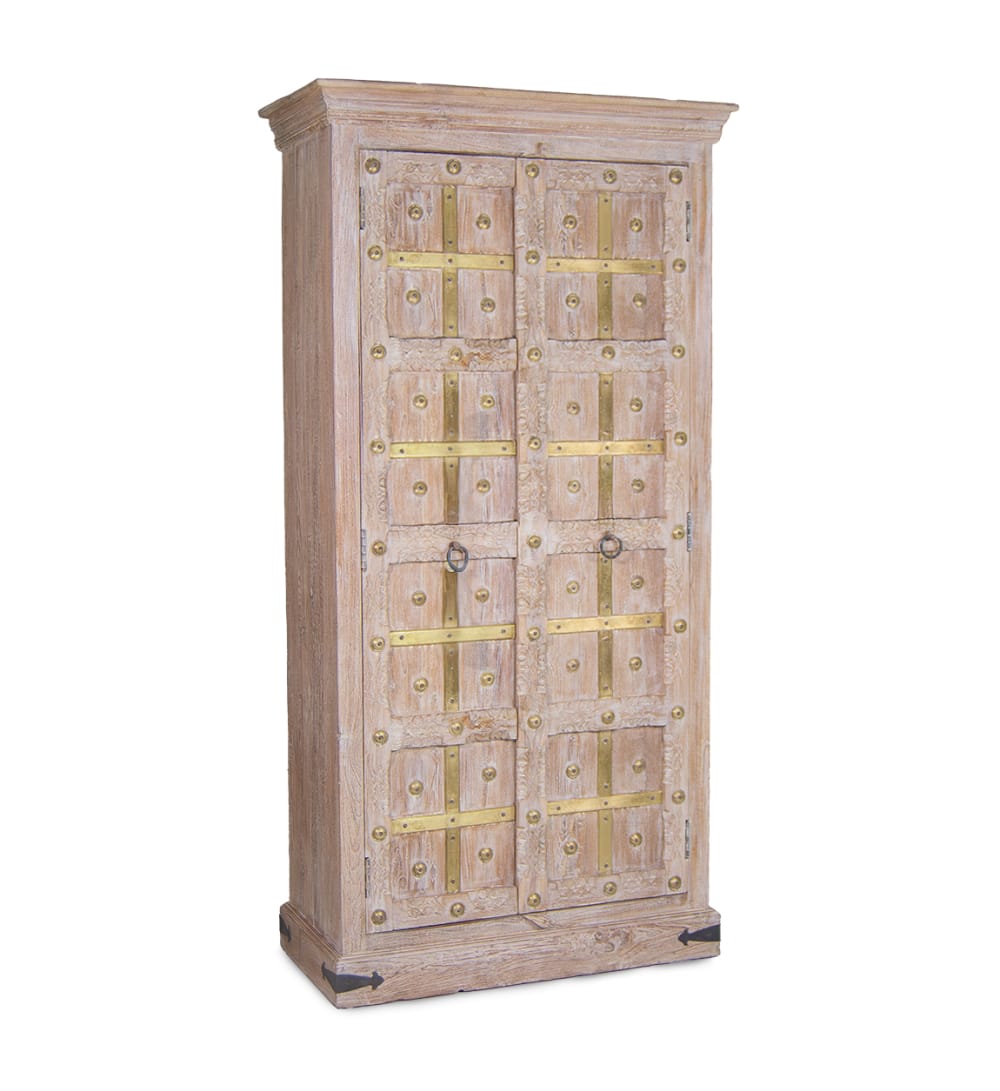 Armoire en bois recyclé beige H 180 cm