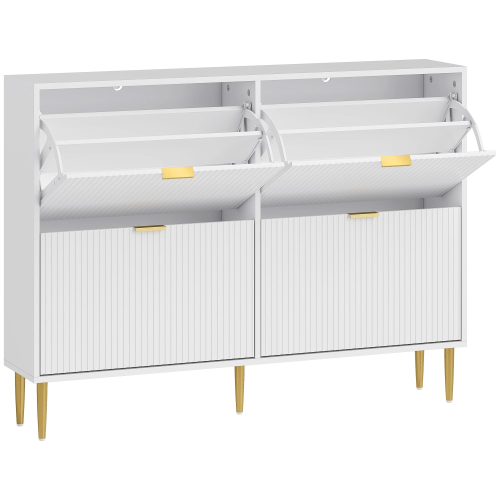 Homcom Weißer Schuhschrank, klappbar, höhenverstellbar style modern Weiß Spanplatte