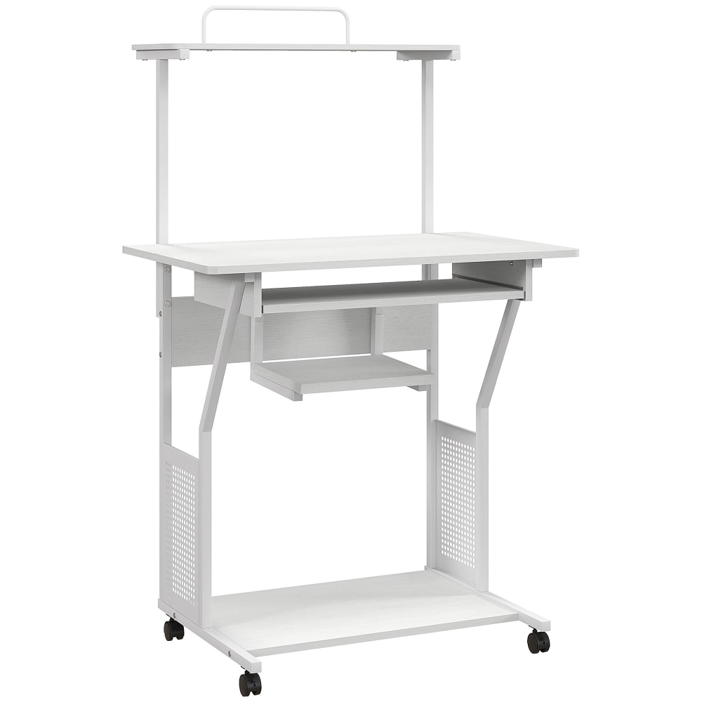 Homcom Rollenschreibtisch mit Regal & weißer Platte - Spanplatte
