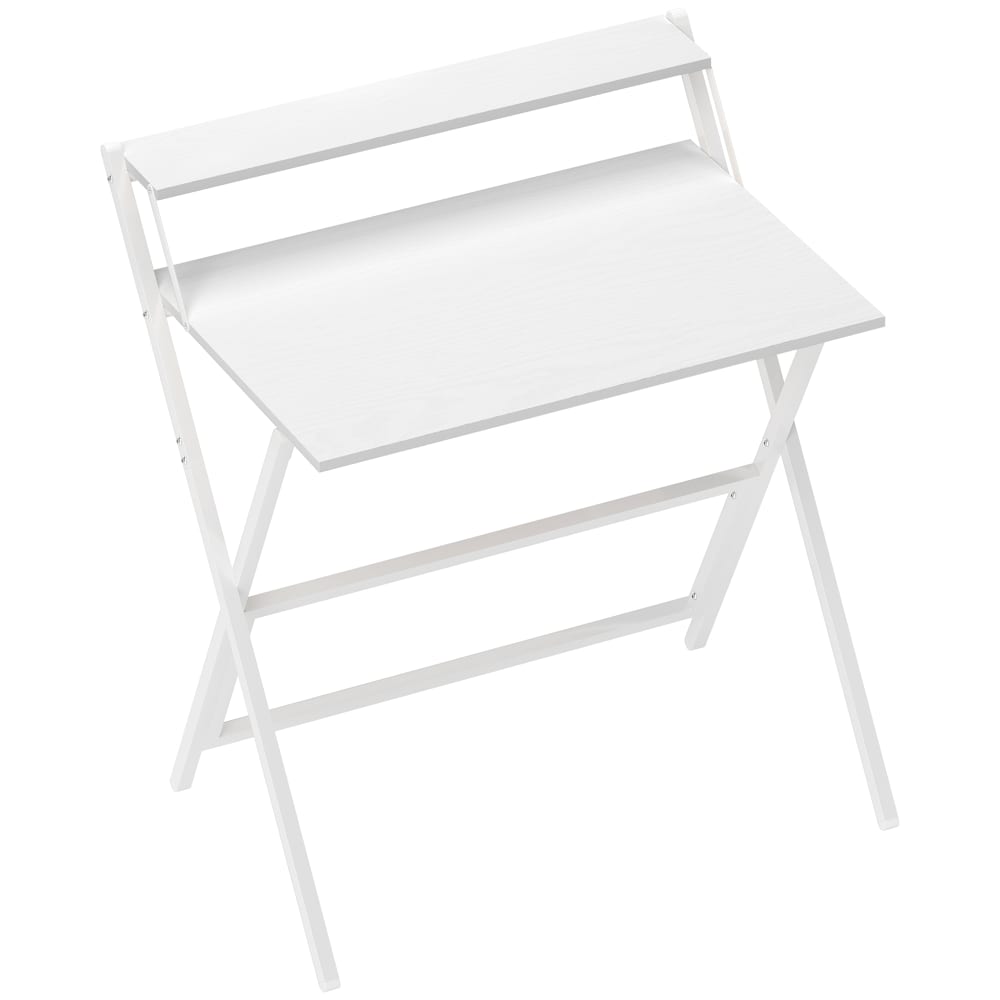 Bureau pliable avec étagère de rangement blanc Bureau pliable avec étagère de rangement blanc