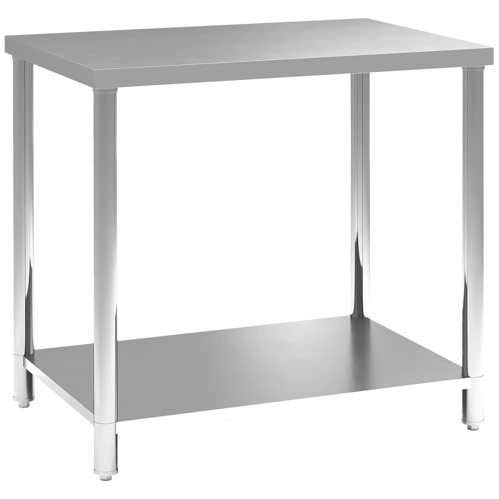 Homcom Arbeits- & Regal-Tisch 2er Set, Edelstahl silber - Edelstahl