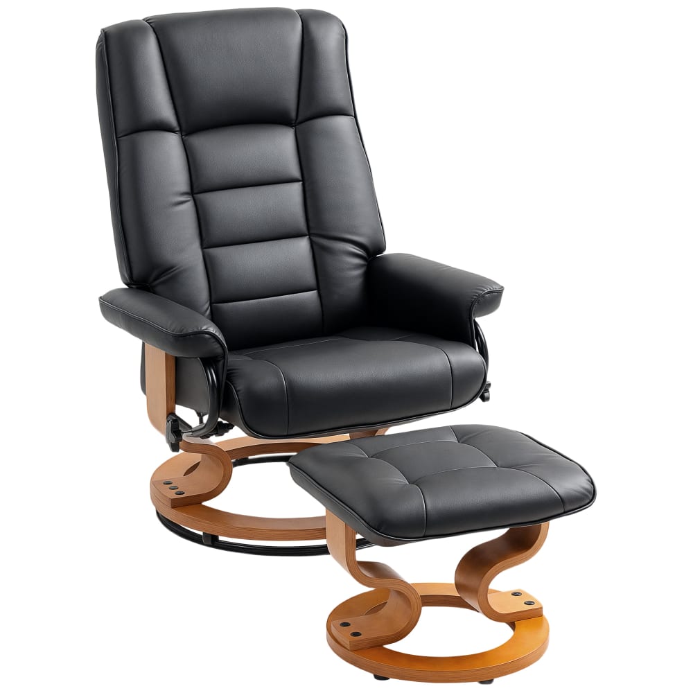 Fauteuil de relaxation inclinable repose-pied cadre en bois noir