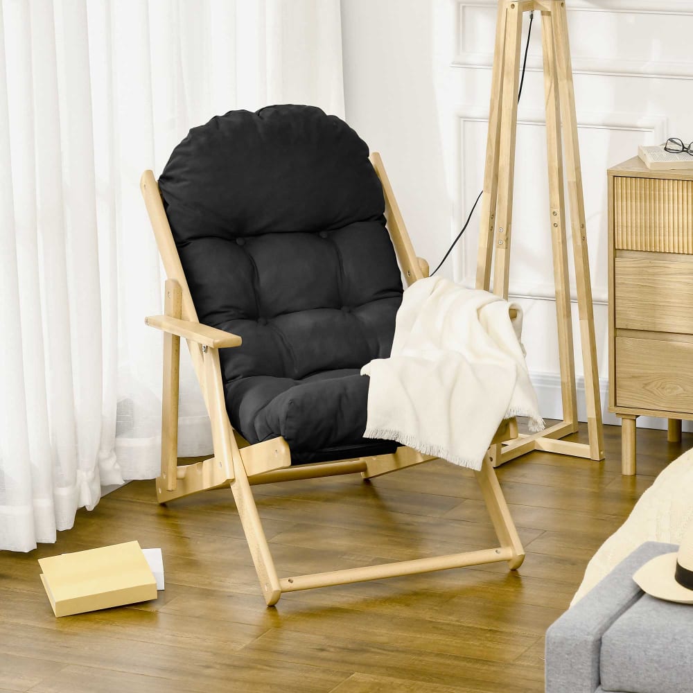 Chaise de Salon Pliable et inclinable en Bois noir