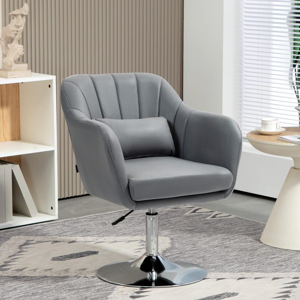 Fauteuil de salon pivotant 360° métal chromé gris foncé