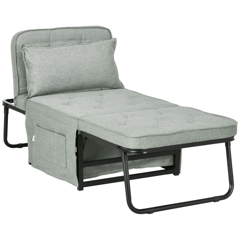 Fauteuil chauffeuse convertible 4 en 1 dossier inclinable gris clair — Beyit