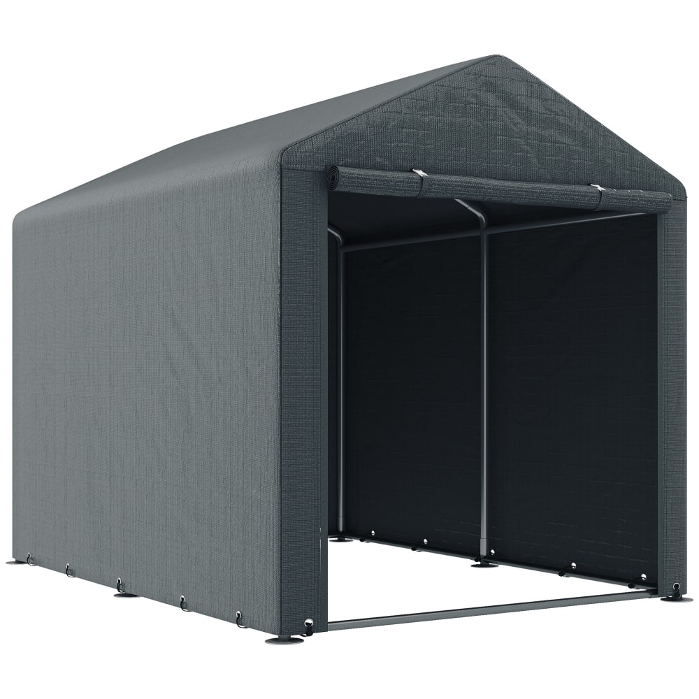 Abri de jardin grande porte métal galvanisé gris foncé