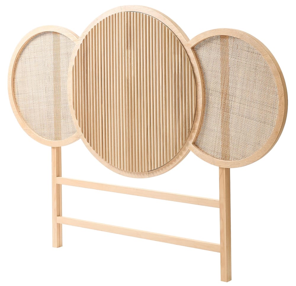 Tête de lit 160 en bois massif et rotin naturel