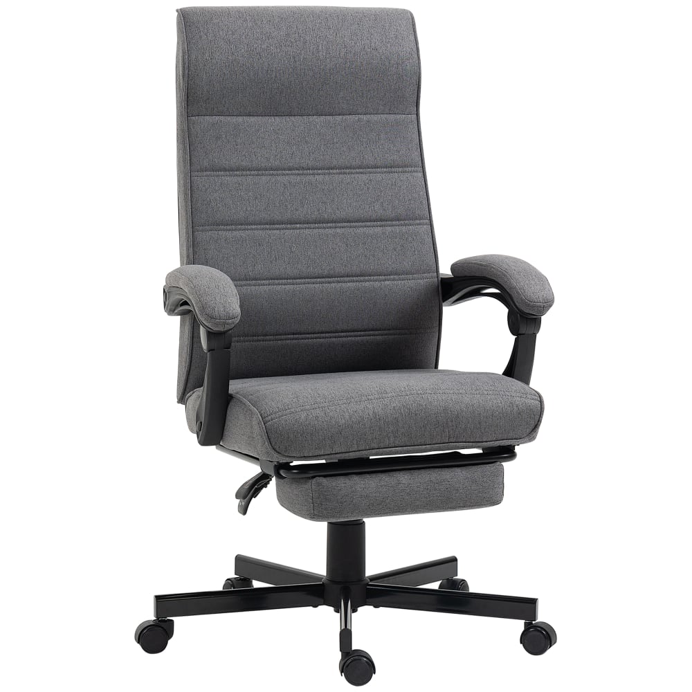 Fauteuil de bureau ergonomique pivotant en tissu aspect lin gris
