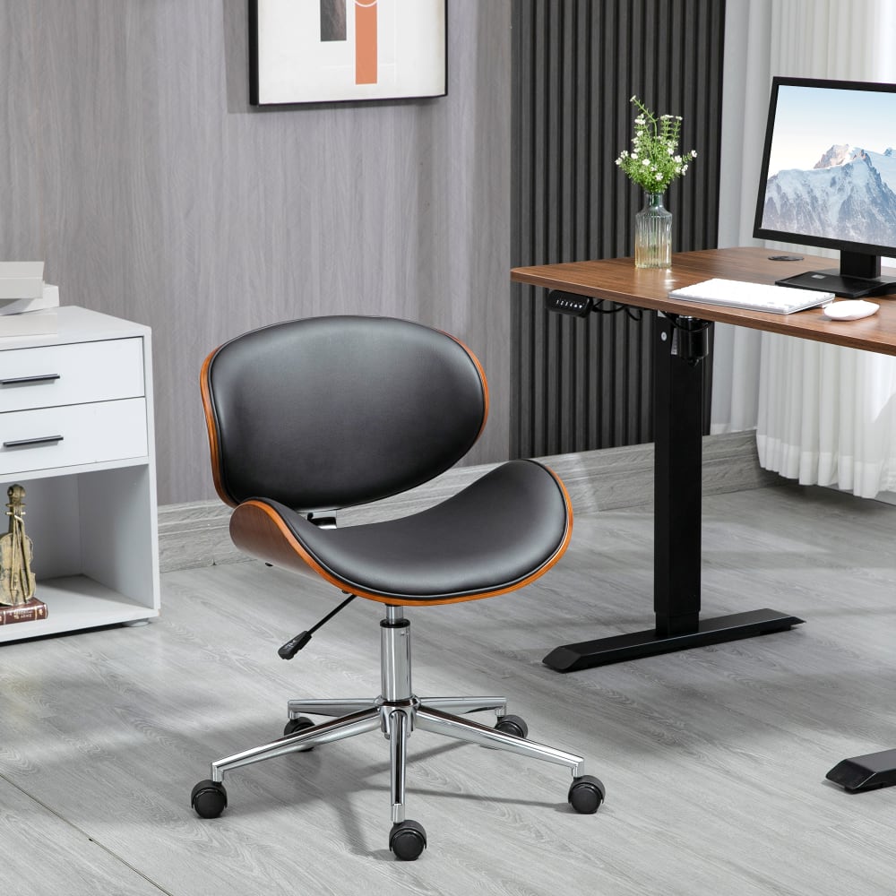 Chaise de bureau design vintage bois peuplier noir