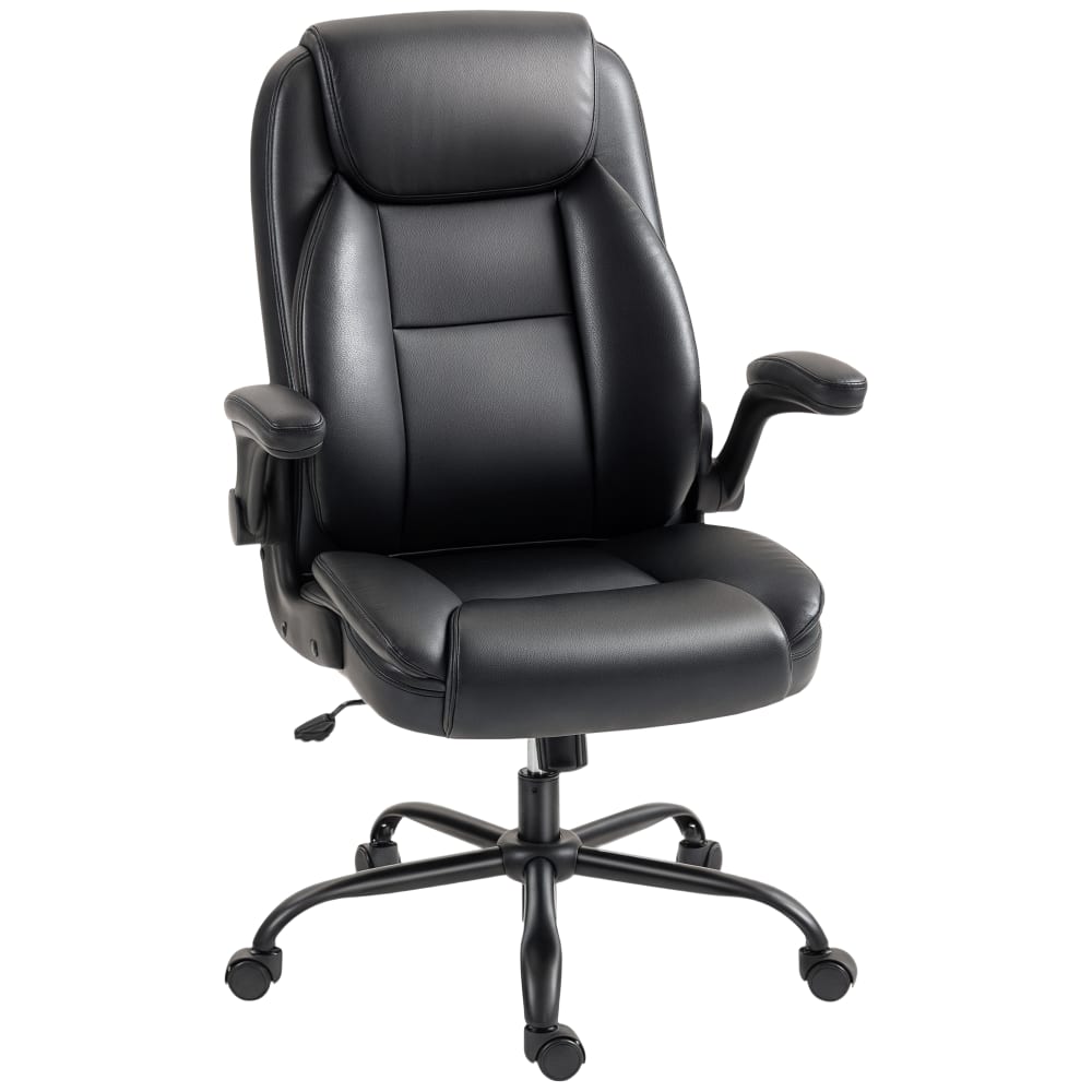 Fauteuil de bureau accoudoirs relevables cuir synthétique noir