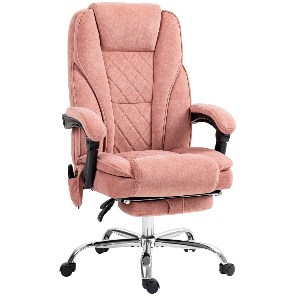 Fauteuil de bureau massant et chauffant hauteur réglable rose