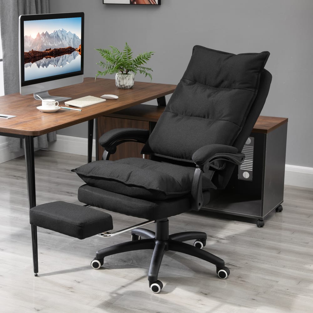 Schwarzleinen-Kabel-Ergonomie-Bürostuhl - Maisons Du Monde