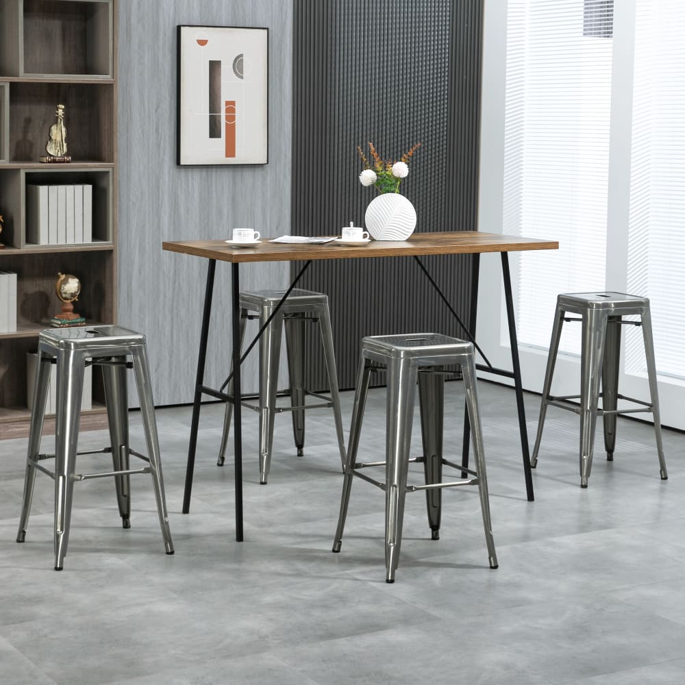 Tabourets de bar empilable métal argent