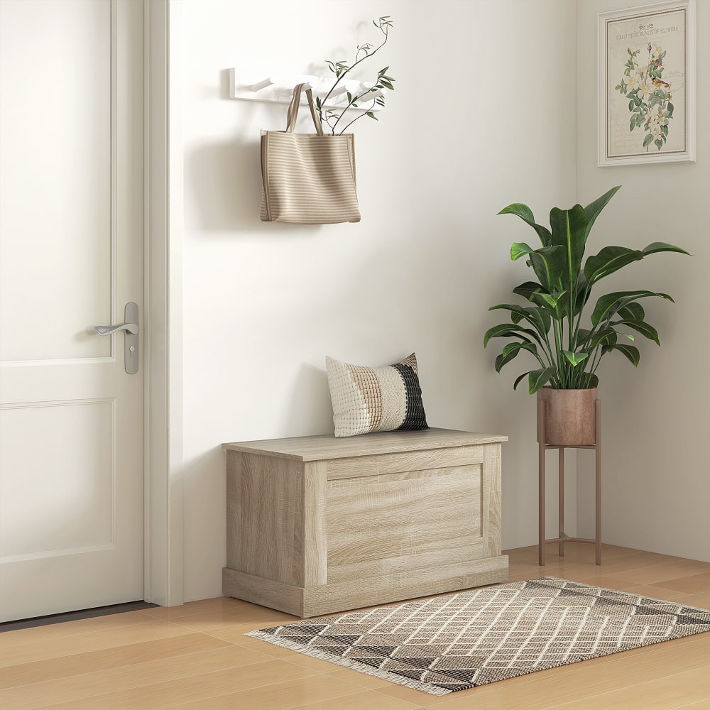 Coffre rangement charnière sécurité bois bois naturel