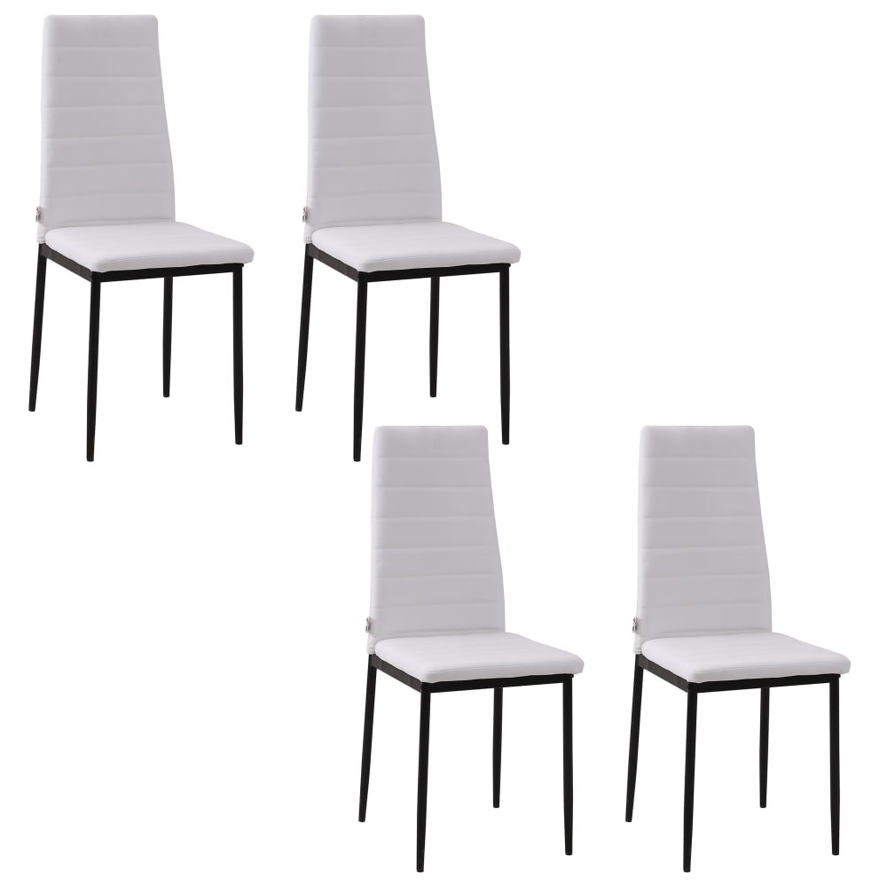 Lot de 4 chaises de salle à manger dossier haut pieds en acier blanc Lot de 4 chaises de salle à manger dossier haut pieds en acier blanc