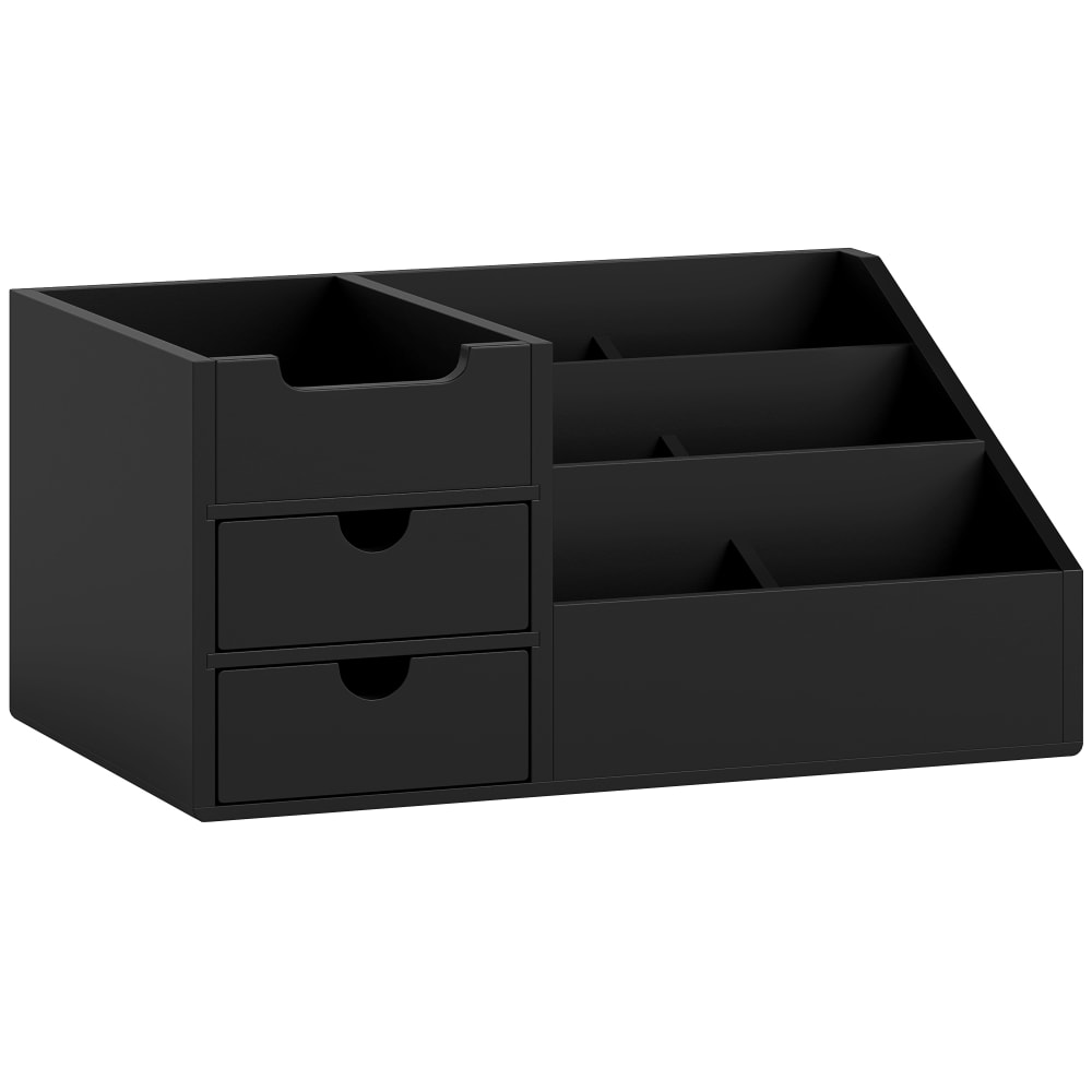 Organiseur de bureau 2 tiroirs bambou verni noir