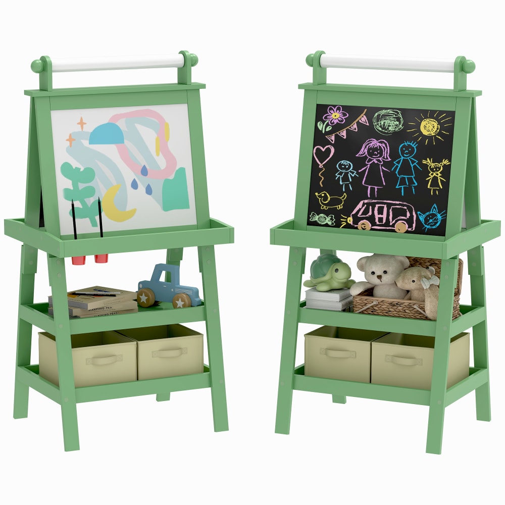 Tableau chevalet enfant double face bois vert
