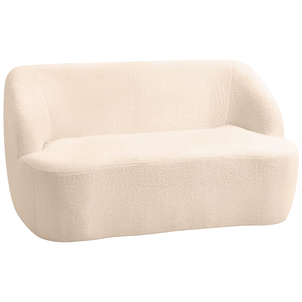 Canapé 2 places incurvé compressé tissu bouclette beige Canapé 2 places incurvé compressé tissu bouclette beige