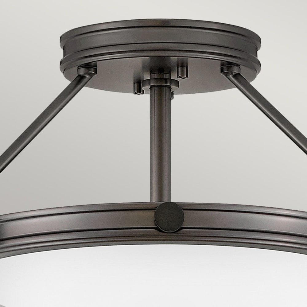Semi-Plafonnier Acier, Verre Opalin Oxyde Noire — vue 3