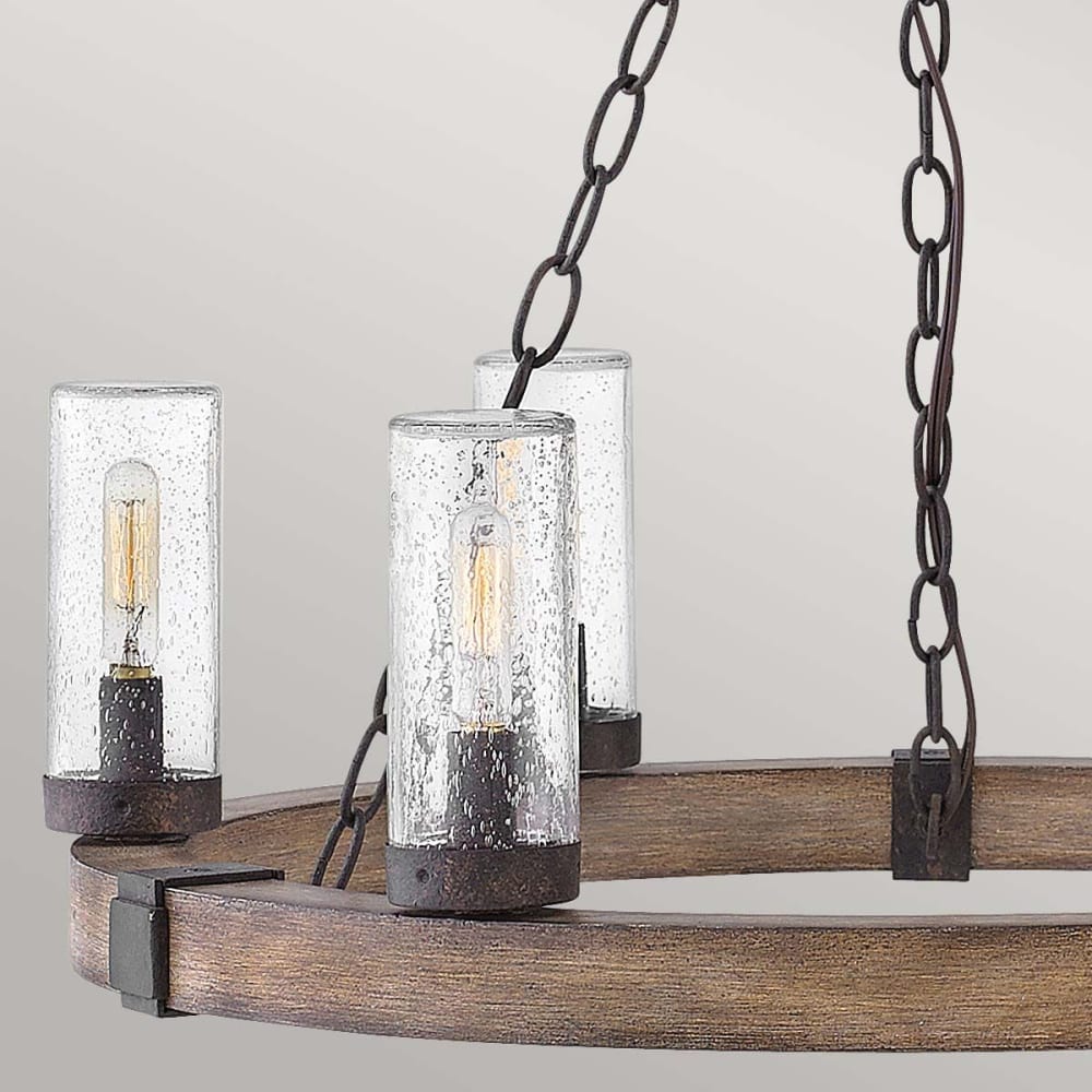 Lustre extérieur Acier, Verre Transparent Bullé Effet bois de séquoia — vue 3