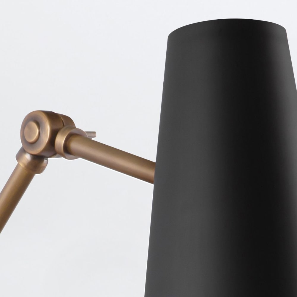 Applique Murale Acier avec détail en cuir noisette Noir Mat — vue 3