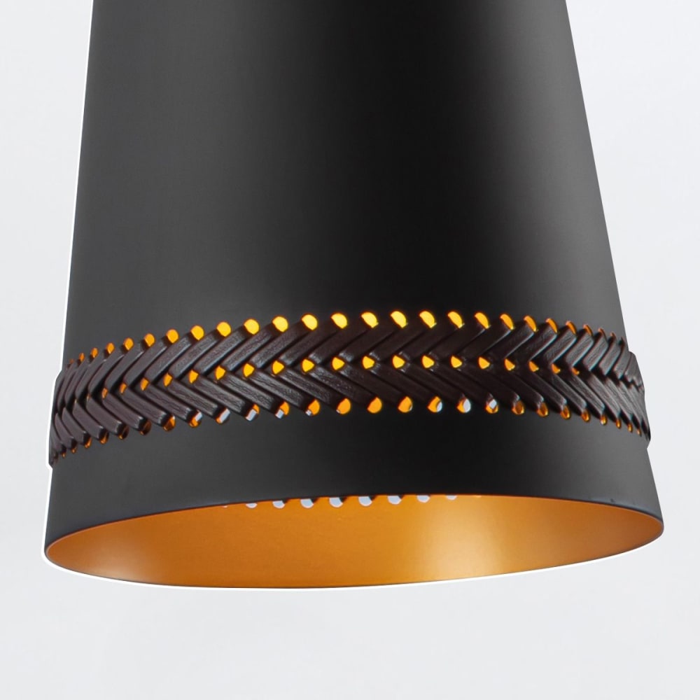 Applique Murale Acier avec détail en cuir noisette Noir Mat — vue 4
