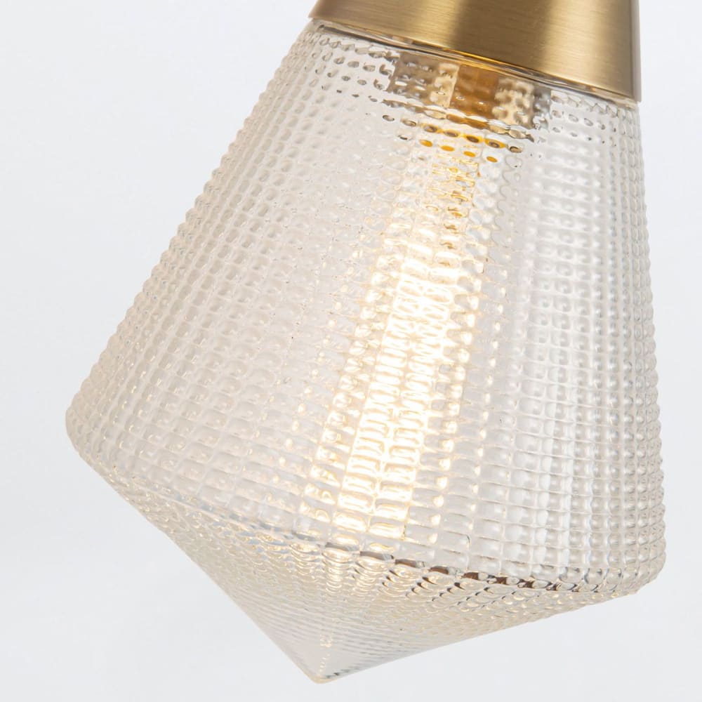 Applique Murale Acier, Clear Prismatic Glass Laiton Vintage — vue 3