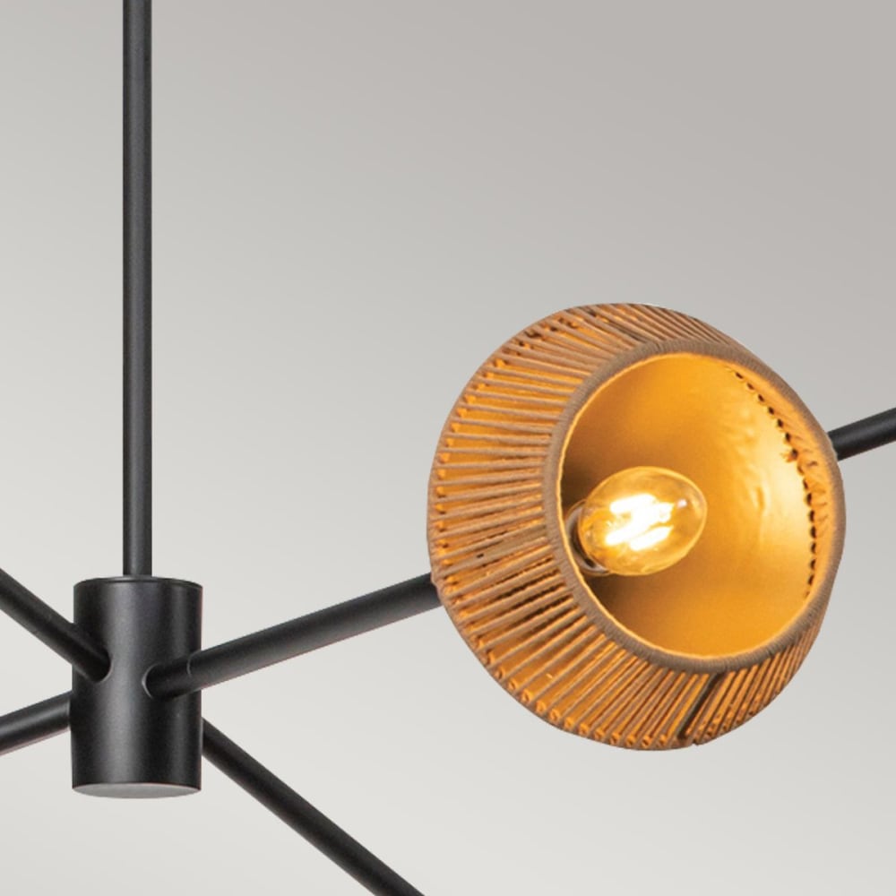 Lustre 6 Lumières Acier, Corde tressée Naturelle — vue 4