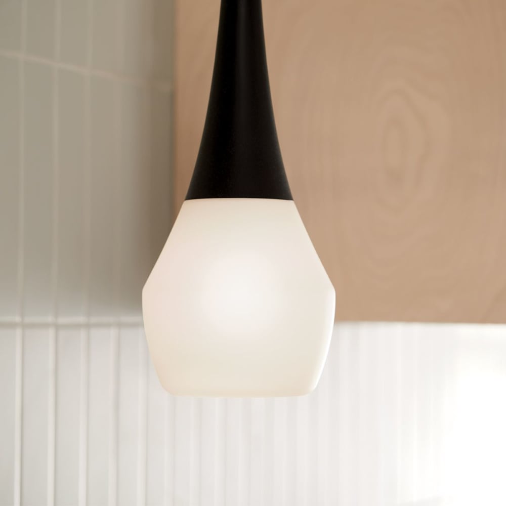 Suspension 1 Lumière Acier, Verre Opalin Brillant — vue 4