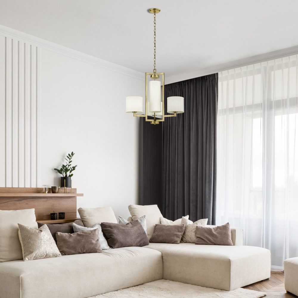Lustre 4 Lumières Acier & Lin — vue 3