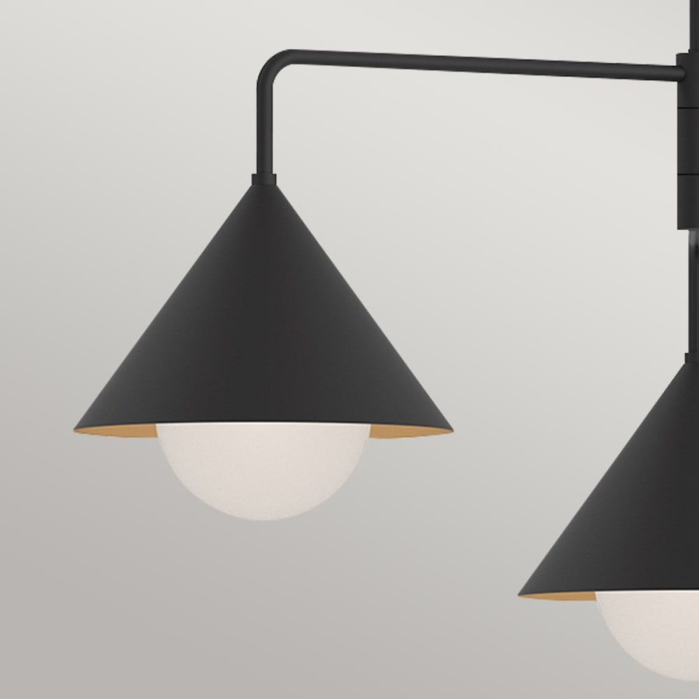 Lustre 3 Lumières Acier, Rotin, Verre Opalin — vue 3