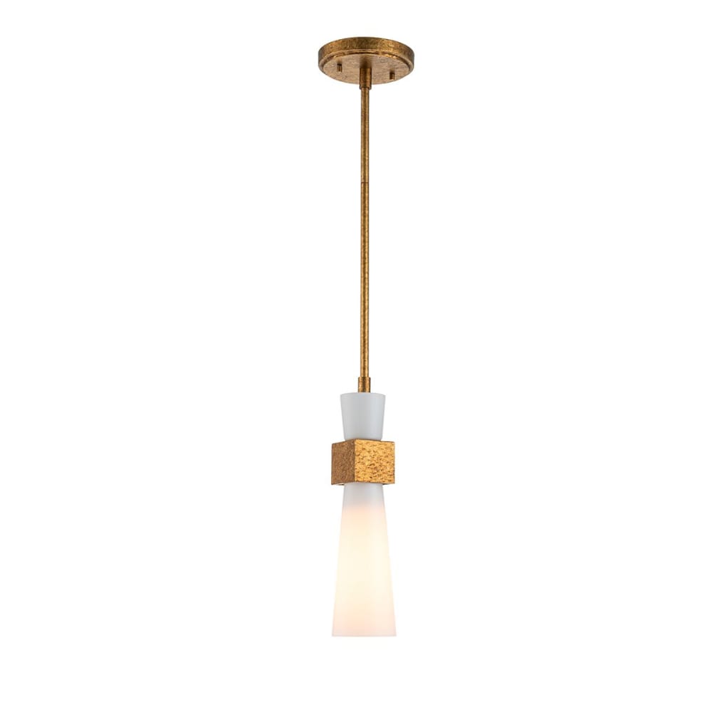 Mini Suspension 1 Lumière Acier, Résine, Verre Opalin