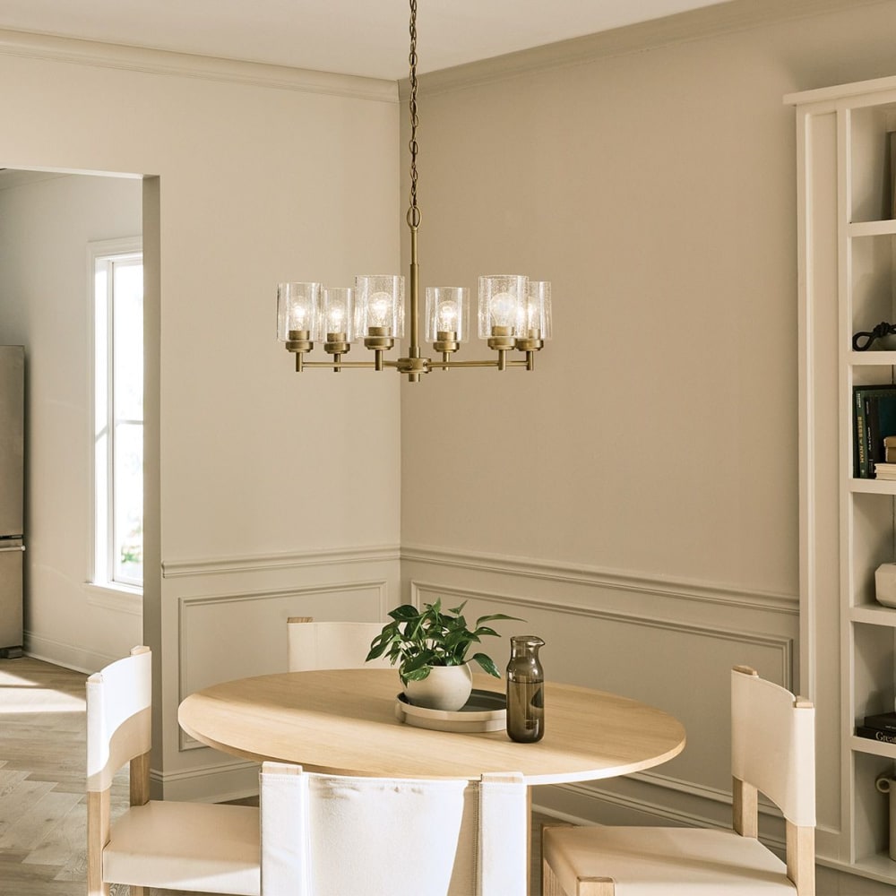 Lustre 6 Lumières Acier, Verre Transparent Bullé — vue 3