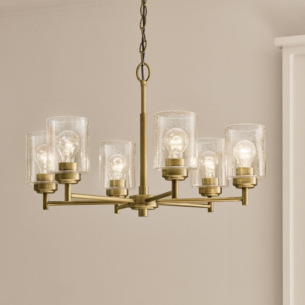 Lustre 6 Lumières Acier, Verre Transparent Bullé — vue 4