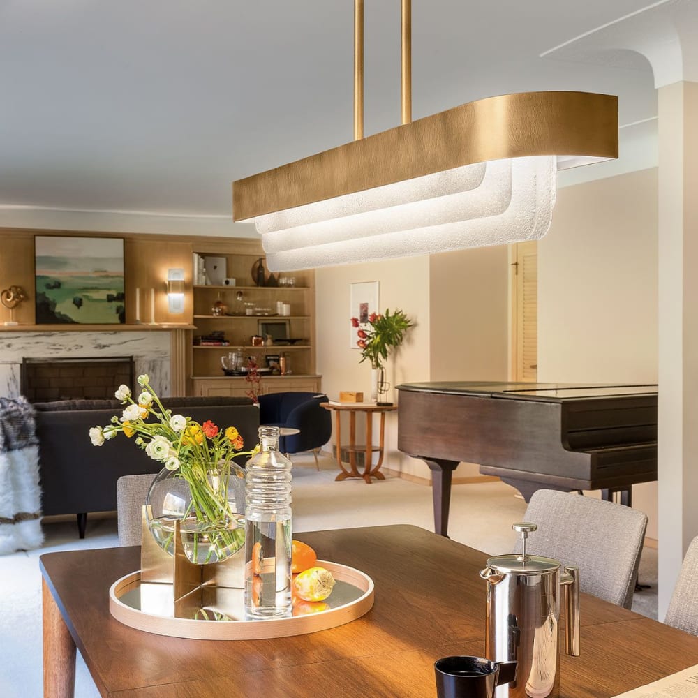 Lustre LED Acier, Laiton, Verre texturé — vue 3
