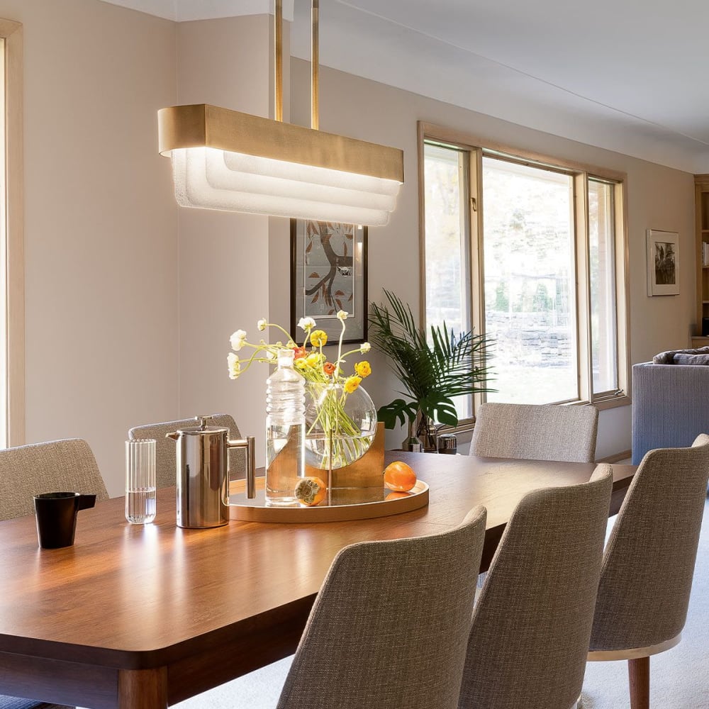 Lustre LED Acier, Laiton, Verre texturé — vue 4