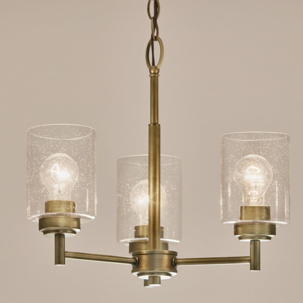 Lustre 3 Lumières Acier, Verre Transparent Bullé — vue 3