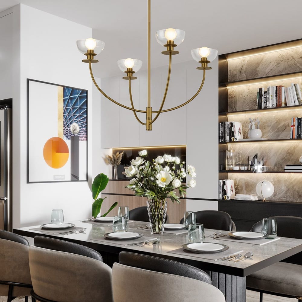 Lustre 4 Lumières Acier, Verre Transparent — vue 3