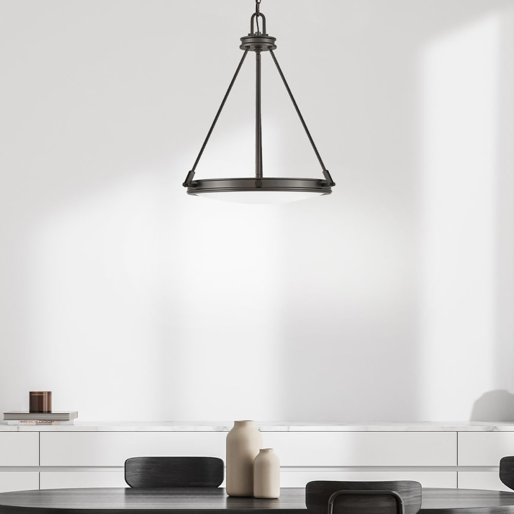 Suspension 4 Lumières Acier, Verre Opalin — vue 4